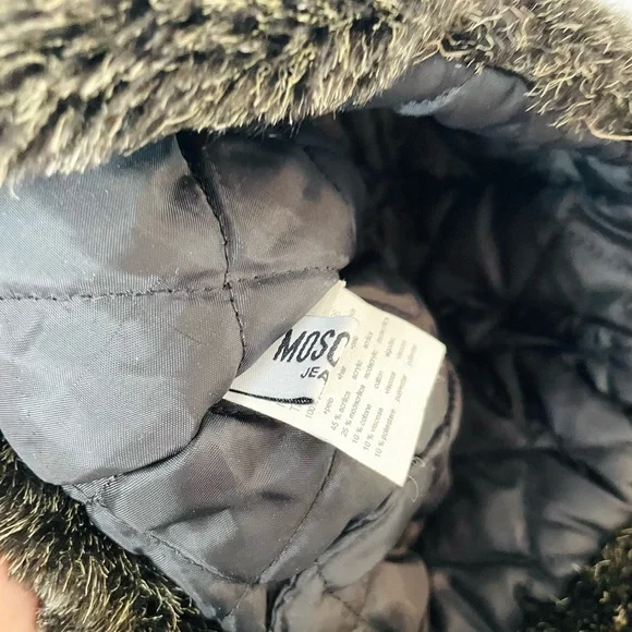 Moschino RARE Vintage 90’s Tan Quilted Logo Winter Trapper Hat